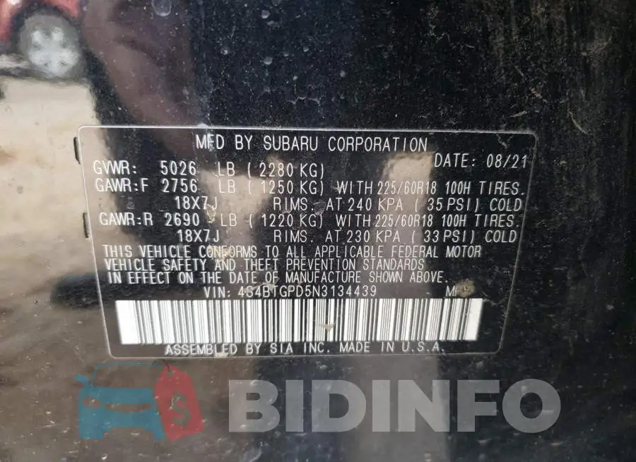 4S4BTGPD5N3134439 Photo# 12