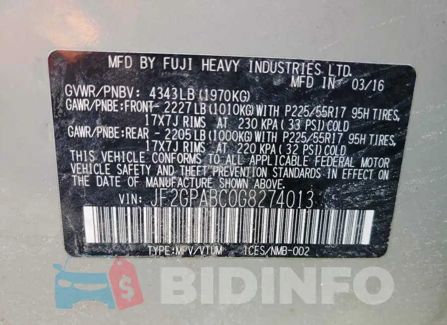 JF2GPABC0G8274013 Photo# 13