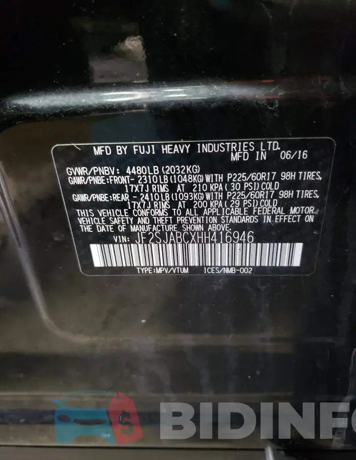 JF2SJABCXHH416946 Photo# 12