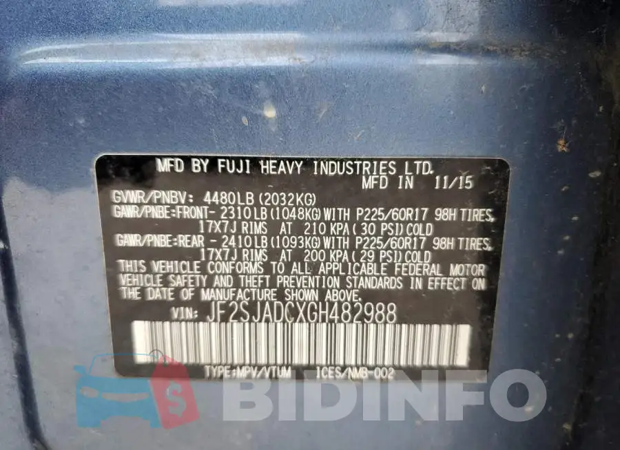 JF2SJADCXGH482988 Photo# 12