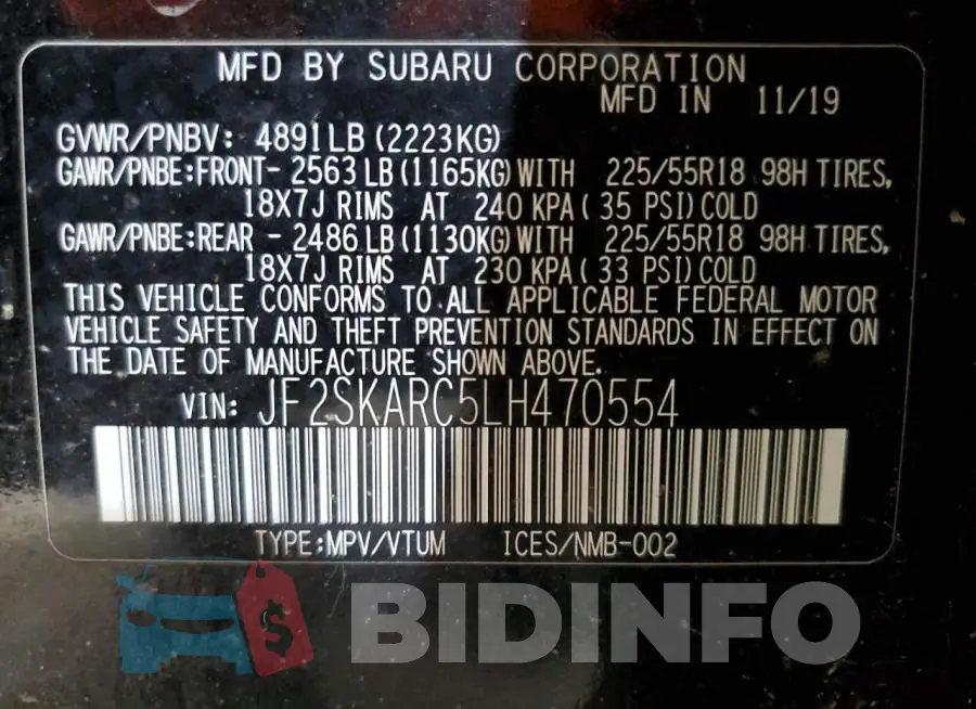 JF2SKARC5LH470554 Photo# 13