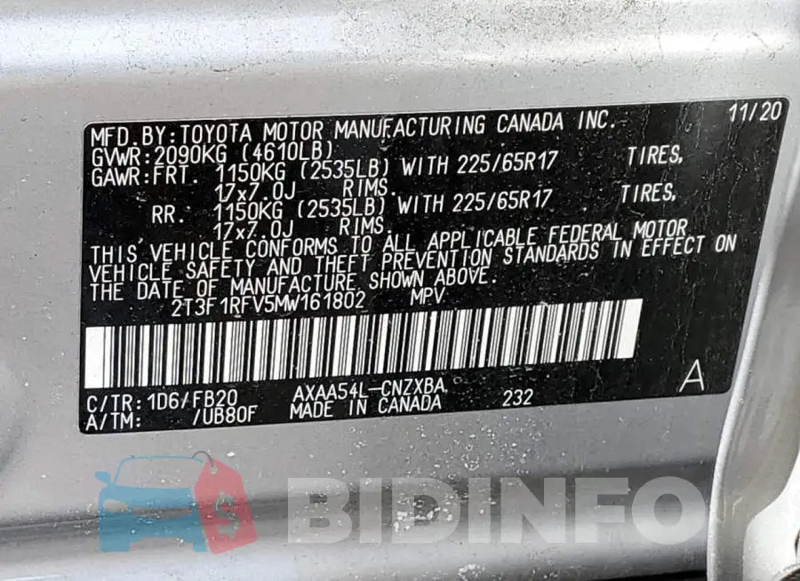 2T3F1RFV5MW161802 Photo# 13