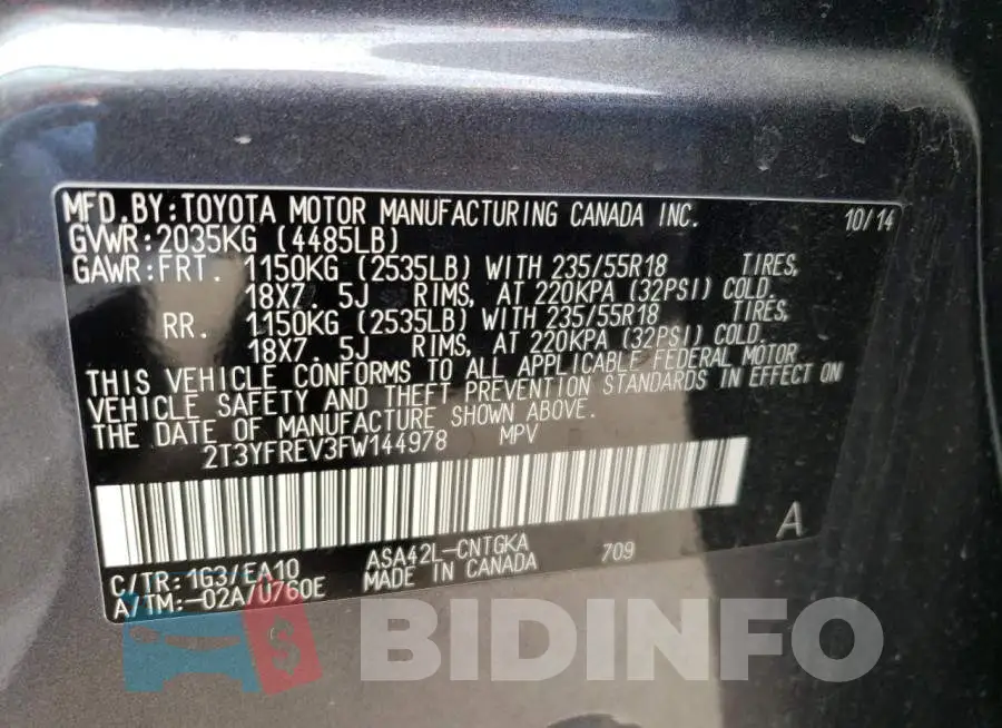 2T3YFREV3FW144978 Photo# 13