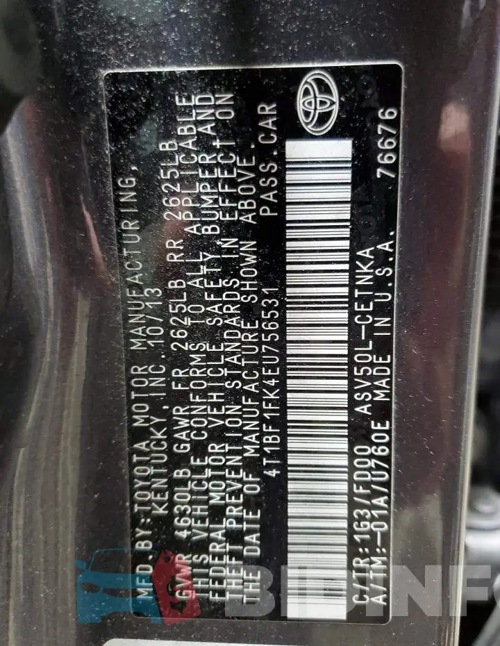 4T1BF1FK4EU756531 Photo# 12