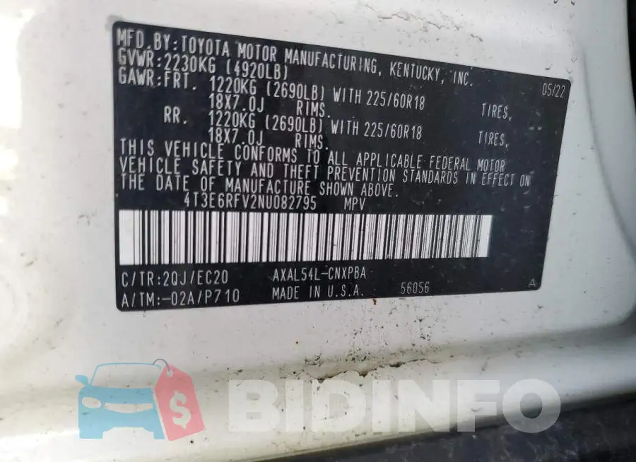 4T3E6RFV2NU082795 Photo# 14