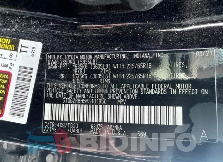 5TDBZRBH5MS101950 Photo# 10