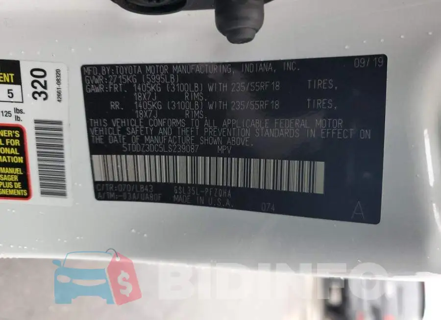 5TDDZ3DC5LS239087 Photo# 13