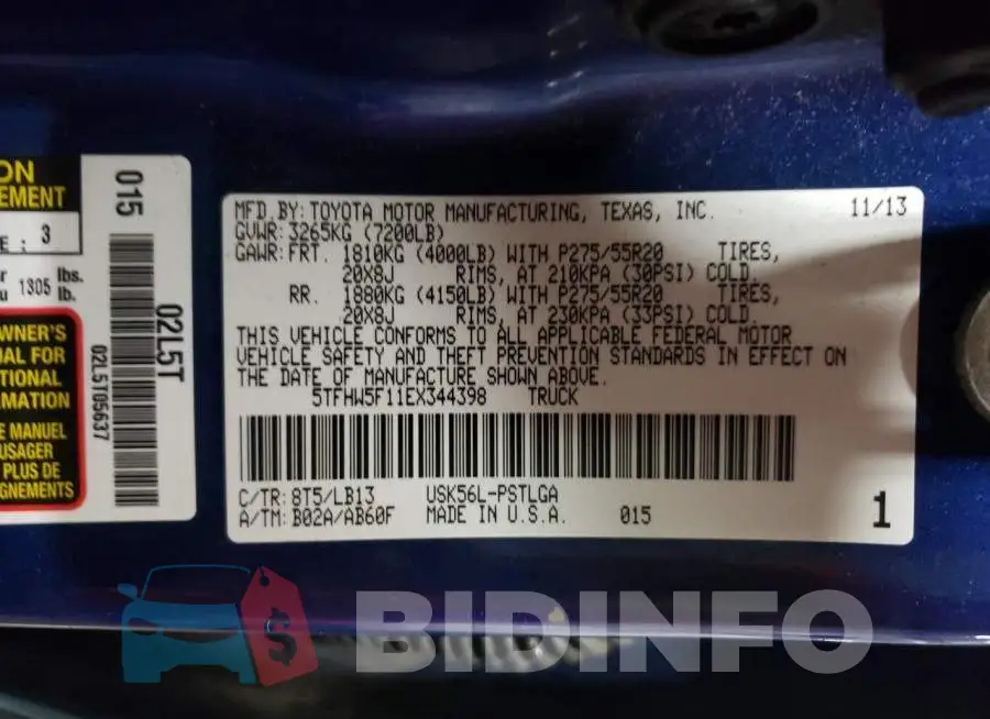 5TFHW5F11EX344398 Photo# 12
