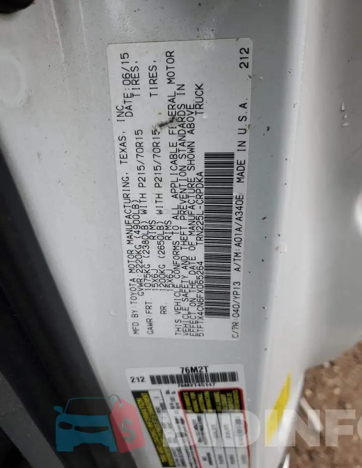 5TFTX4CN6FX065264 Photo# 12