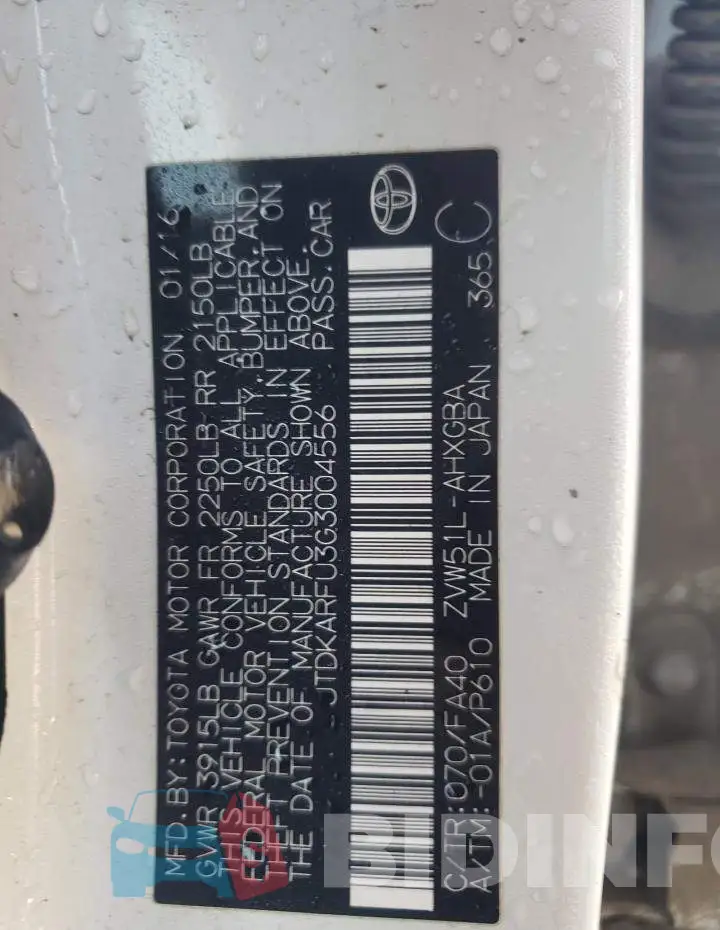 JTDKARFU3G3004556 Photo# 13