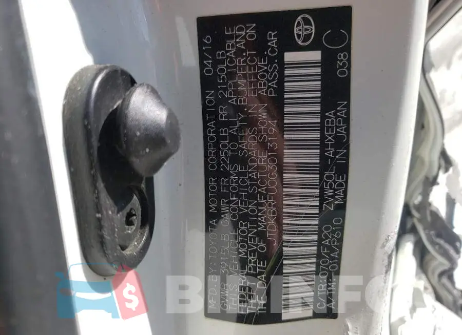 JTDKBRFU0G3013194 Photo# 12