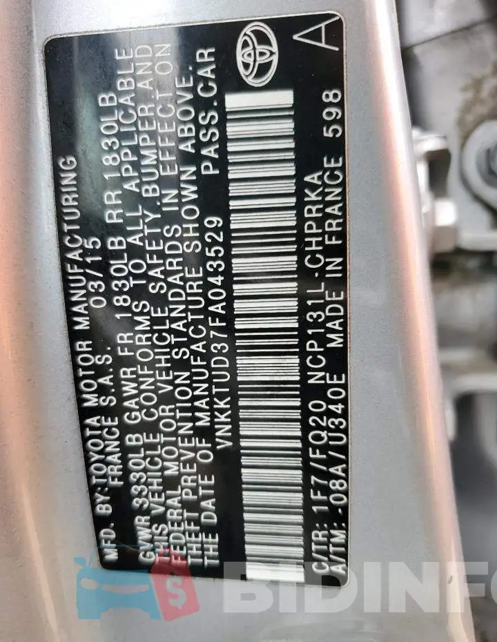 VNKKTUD37FA043529 Photo# 12
