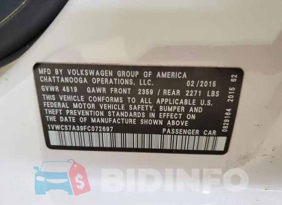 1VWCS7A39FC072697 Photo# 13