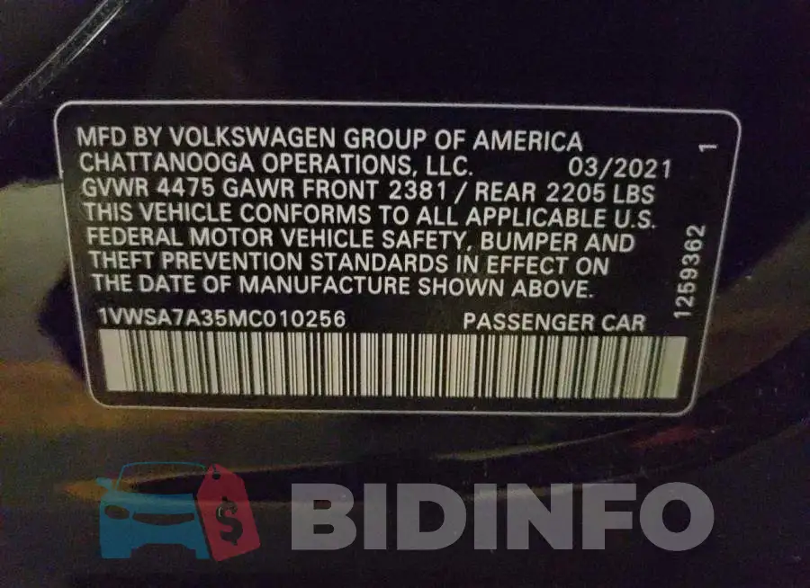 1VWSA7A35MC010256 Photo# 12