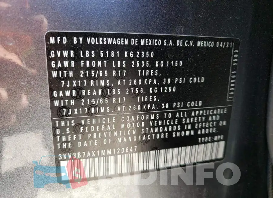 3VV3B7AX1MM120647 Photo# 13