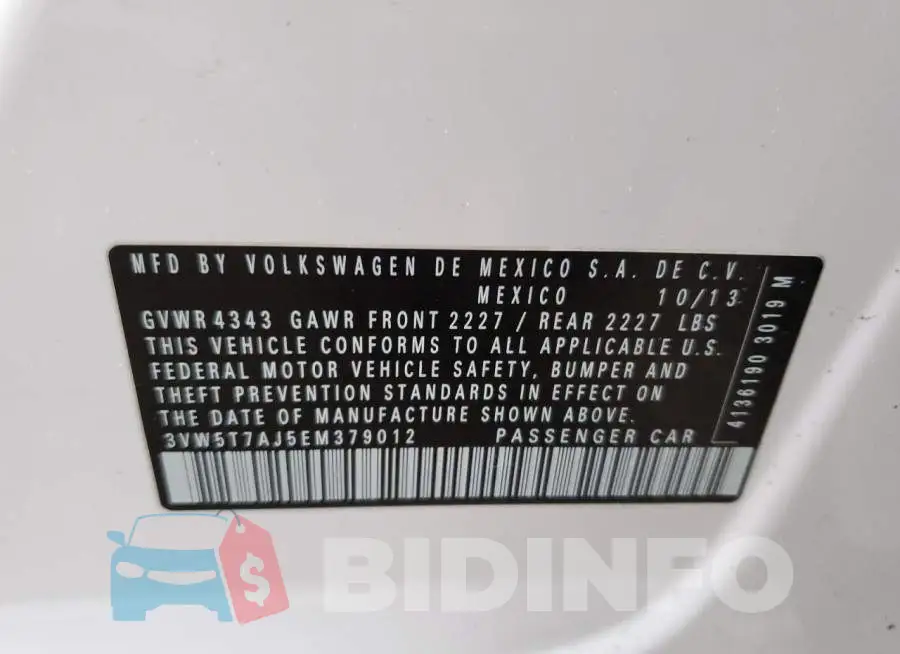 3VW5T7AJ5EM379012 Photo# 12