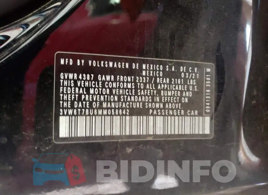 3VW6T7BU6MM058642 Photo# 13