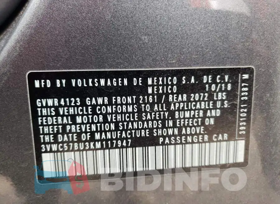 3VWC57BU3KM117947 Photo# 10