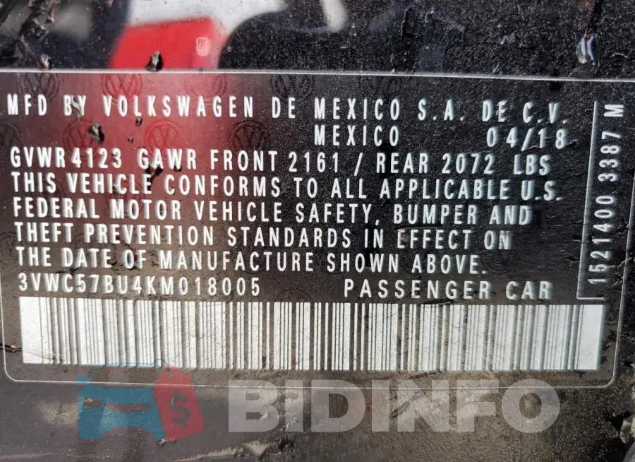 3VWC57BU4KM018005 Photo# 12