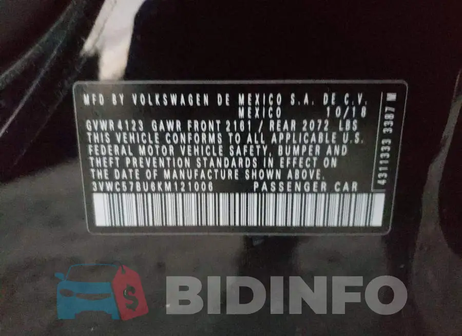 3VWC57BU6KM121006 Photo# 12