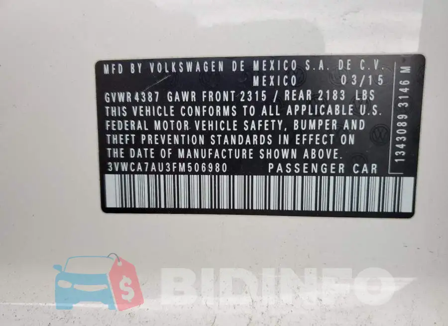 3VWCA7AU3FM506980 Photo# 12