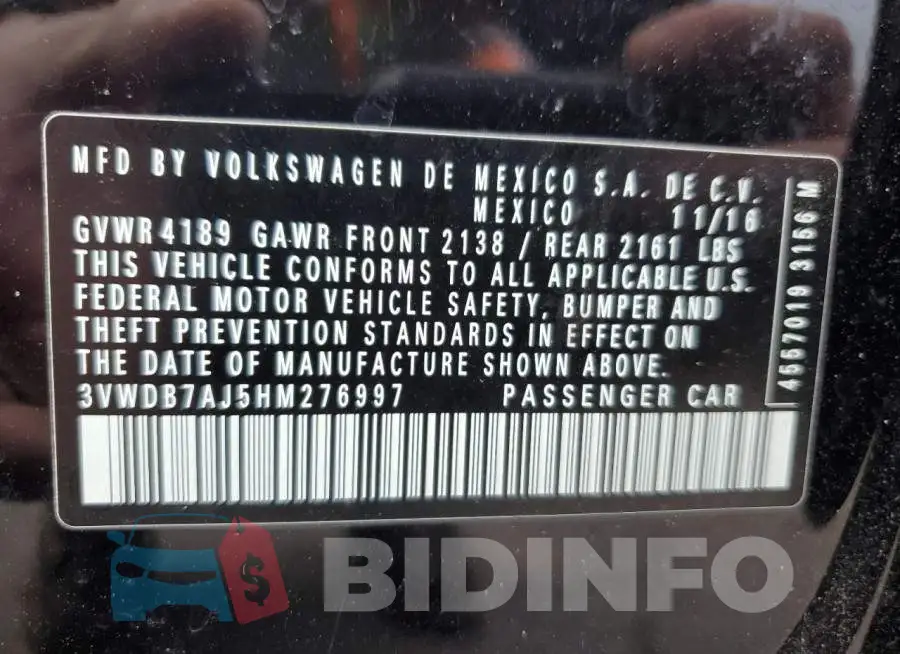 3VWDB7AJ5HM276997 Photo# 12