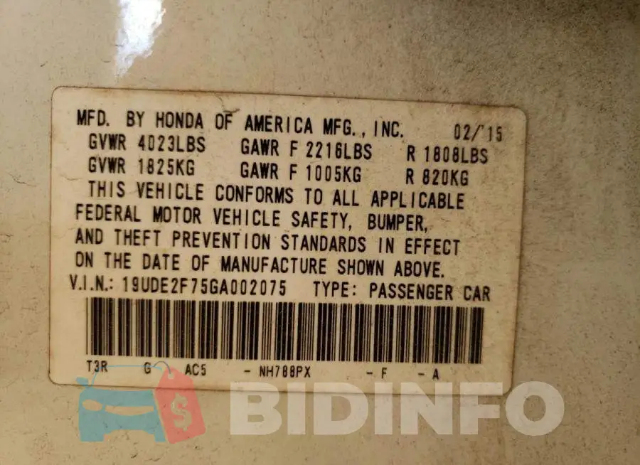 19UDE2F75GA002075 Photo# 10