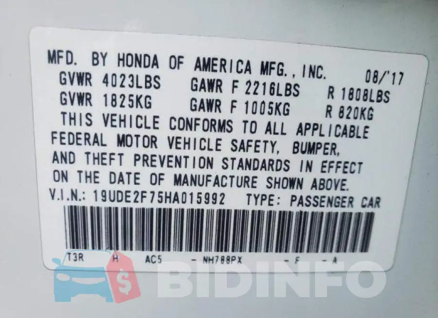 19UDE2F75HA015992 Photo# 10