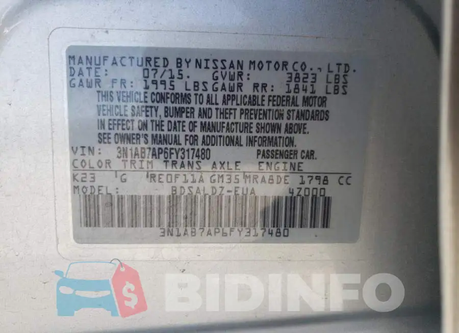 3N1AB7AP6FY317480 Photo# 10
