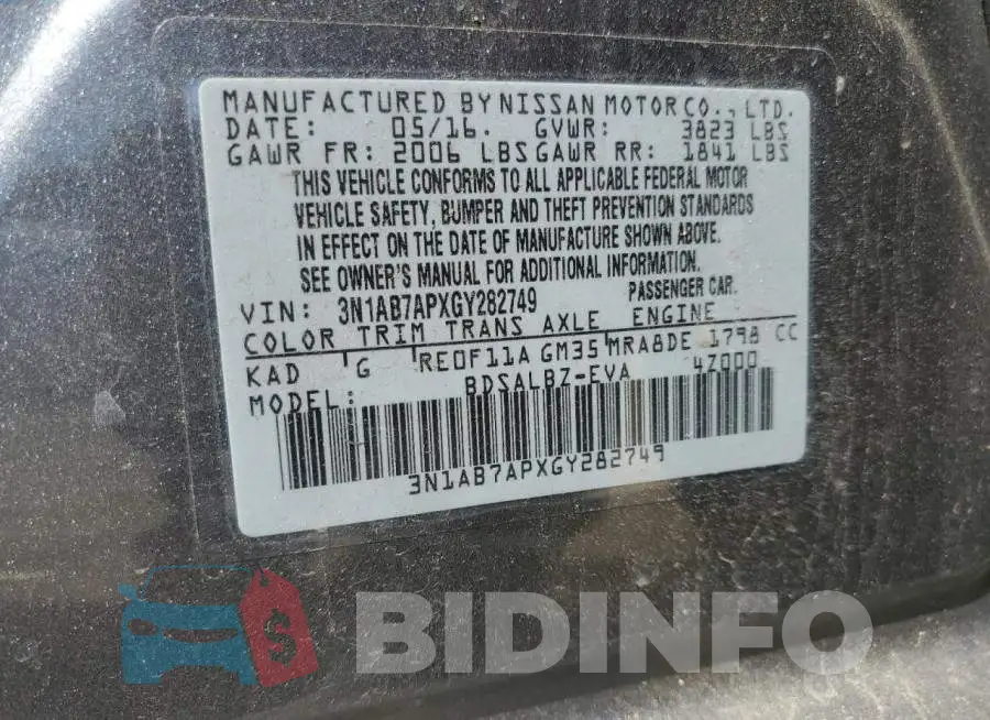 3N1AB7APXGY282749 Photo# 12