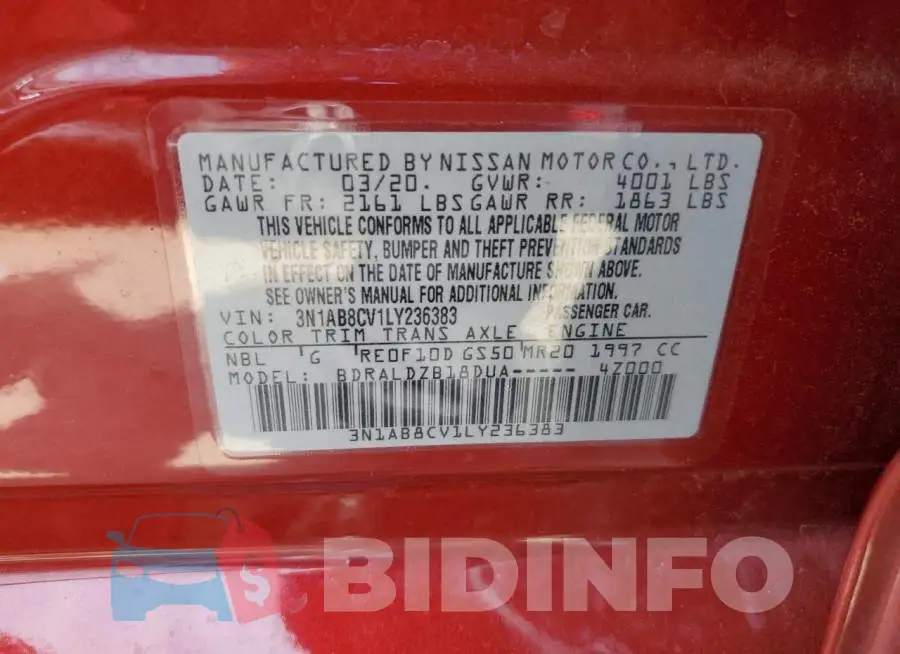 3N1AB8CV1LY236383 Photo# 12