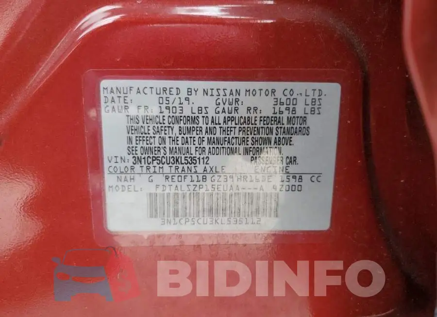 3N1CP5CU3KL535112 Photo# 13