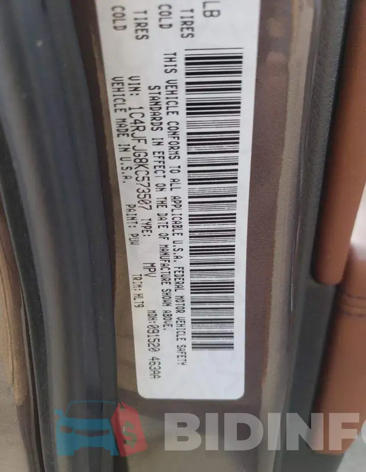 1C4RJFJG8KC573507 Photo# 13