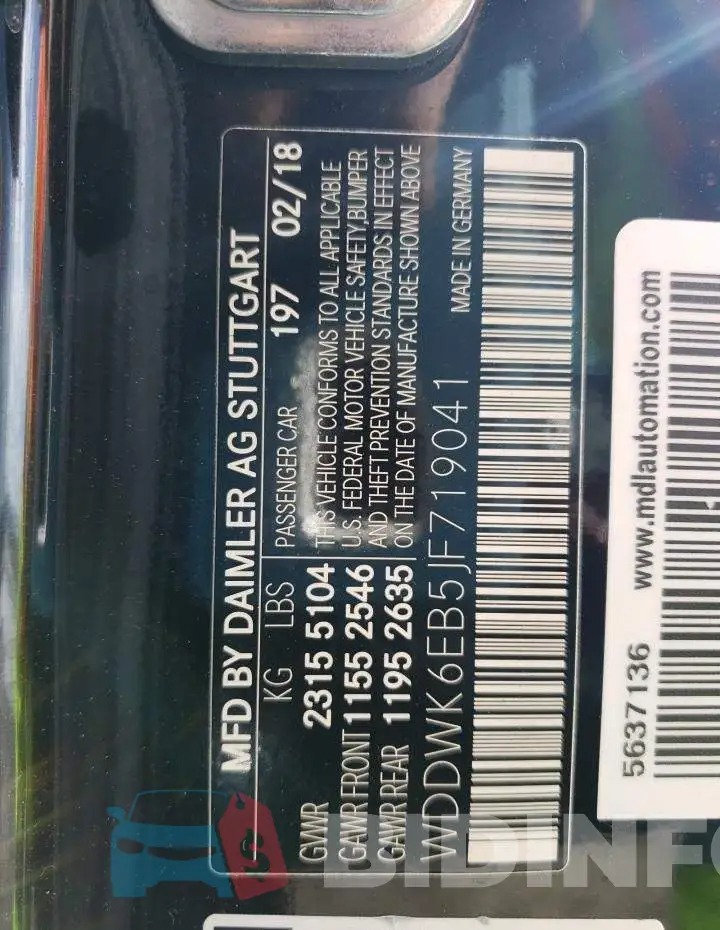 WDDWK6EB5JF719041 Photo# 12
