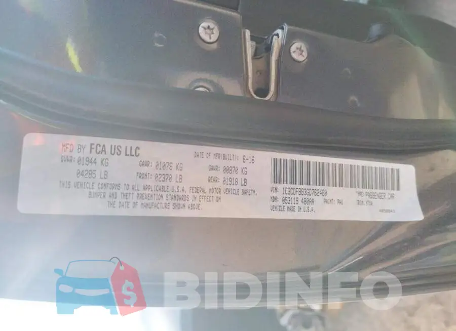 1C3CDFBB3GD762460 Photo# 12