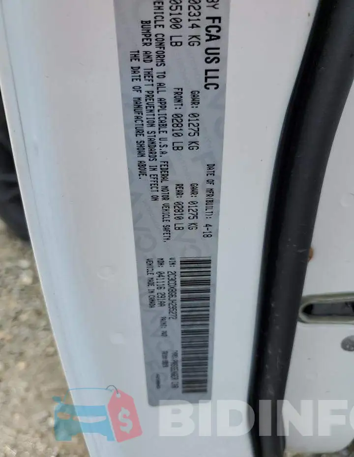 2C3CDXBG6JH295272 Photo# 13
