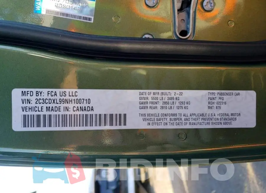 2C3CDXL99NH100710 Photo# 12