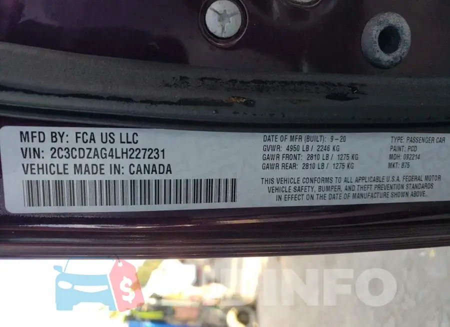 2C3CDZAG4LH227231 Photo# 10