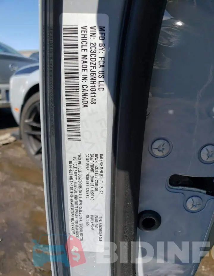 2C3CDZFJ6NH104148 Photo# 13
