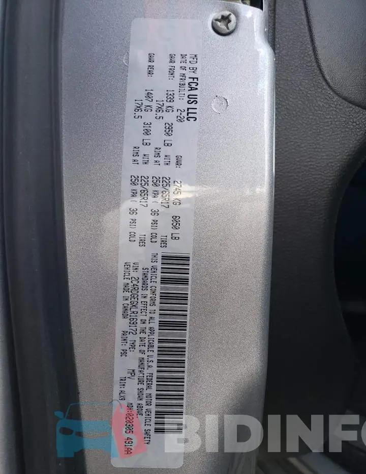 2C4RDGEGXLR169172 Photo# 13