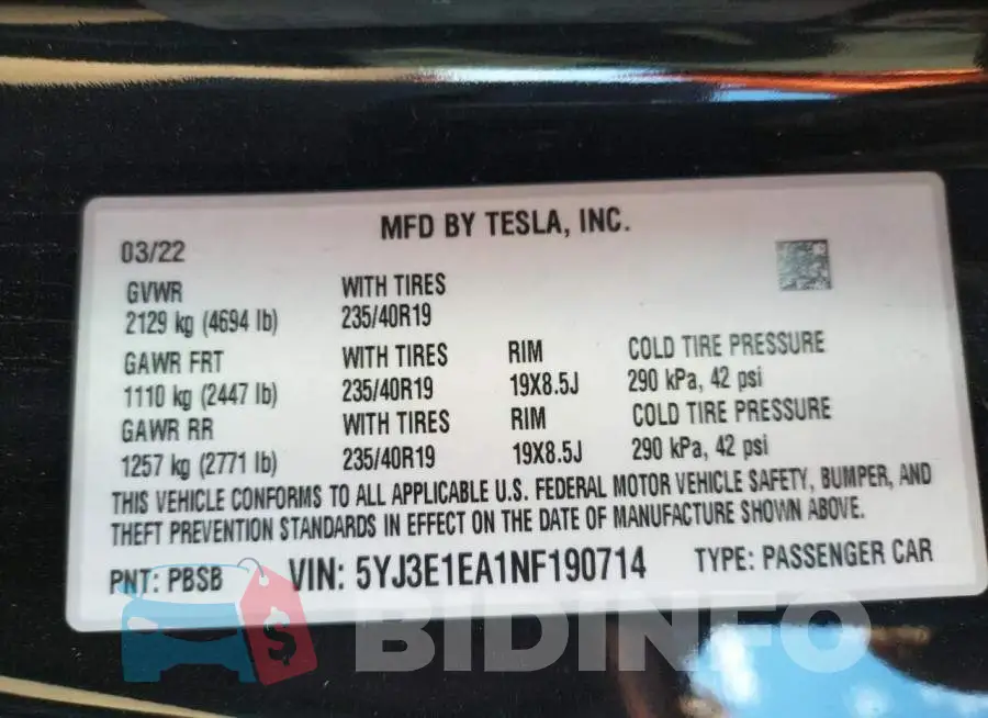 5YJ3E1EA1NF190714 Photo# 12