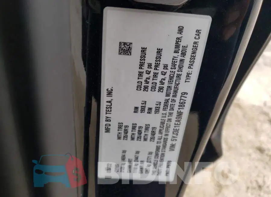 5YJ3E1EA9NF186779 Photo# 12