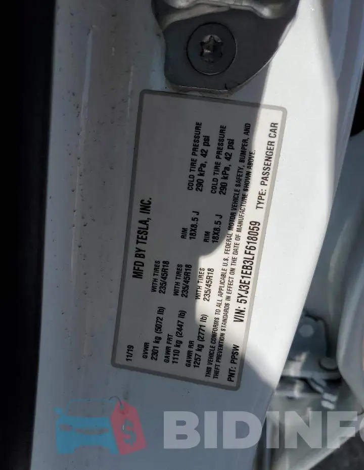 5YJ3E1EB3LF618059 Photo# 12