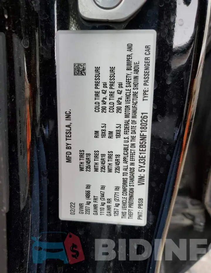 5YJ3E1EB5NF180261 Photo# 12