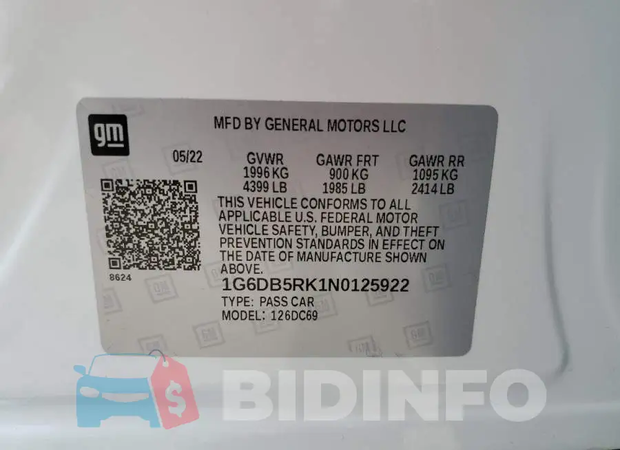 1G6DB5RK1N0125922 Photo# 12
