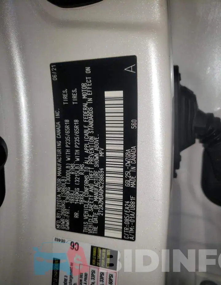 2T2AZMDA6MC298694 Photo# 13