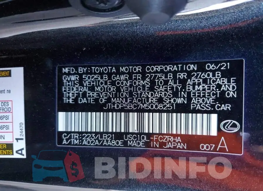 JTHDP5BC7M5008251 Photo# 12