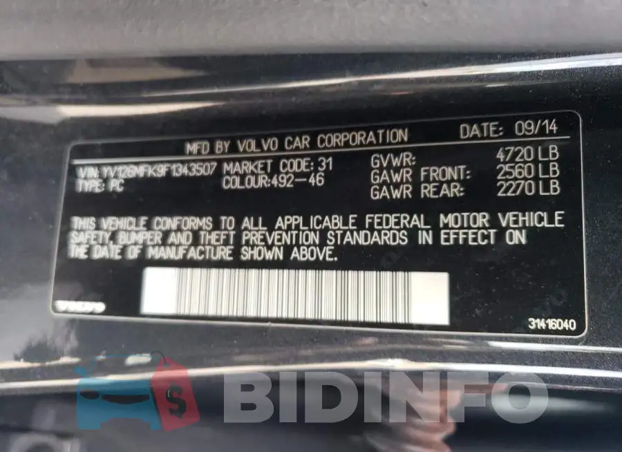 YV126MFK9F1343507 Photo# 12