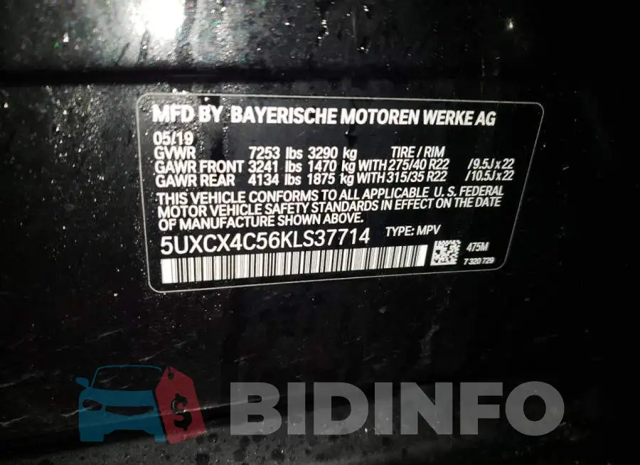 5UXCX4C56KLS37714 Photo# 13