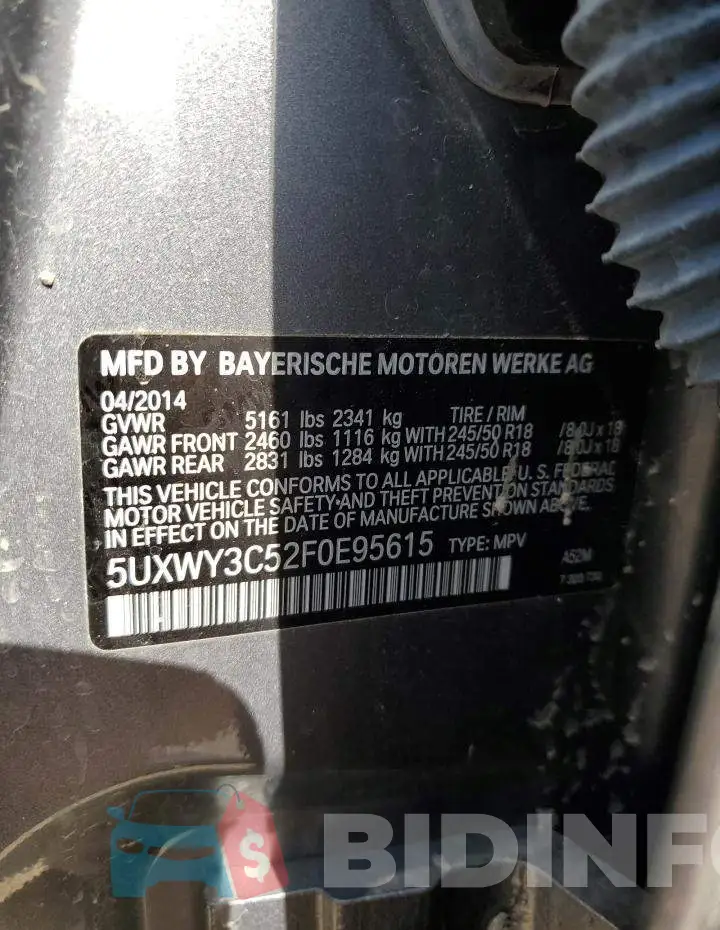 5UXWY3C52F0E95615 Photo# 12